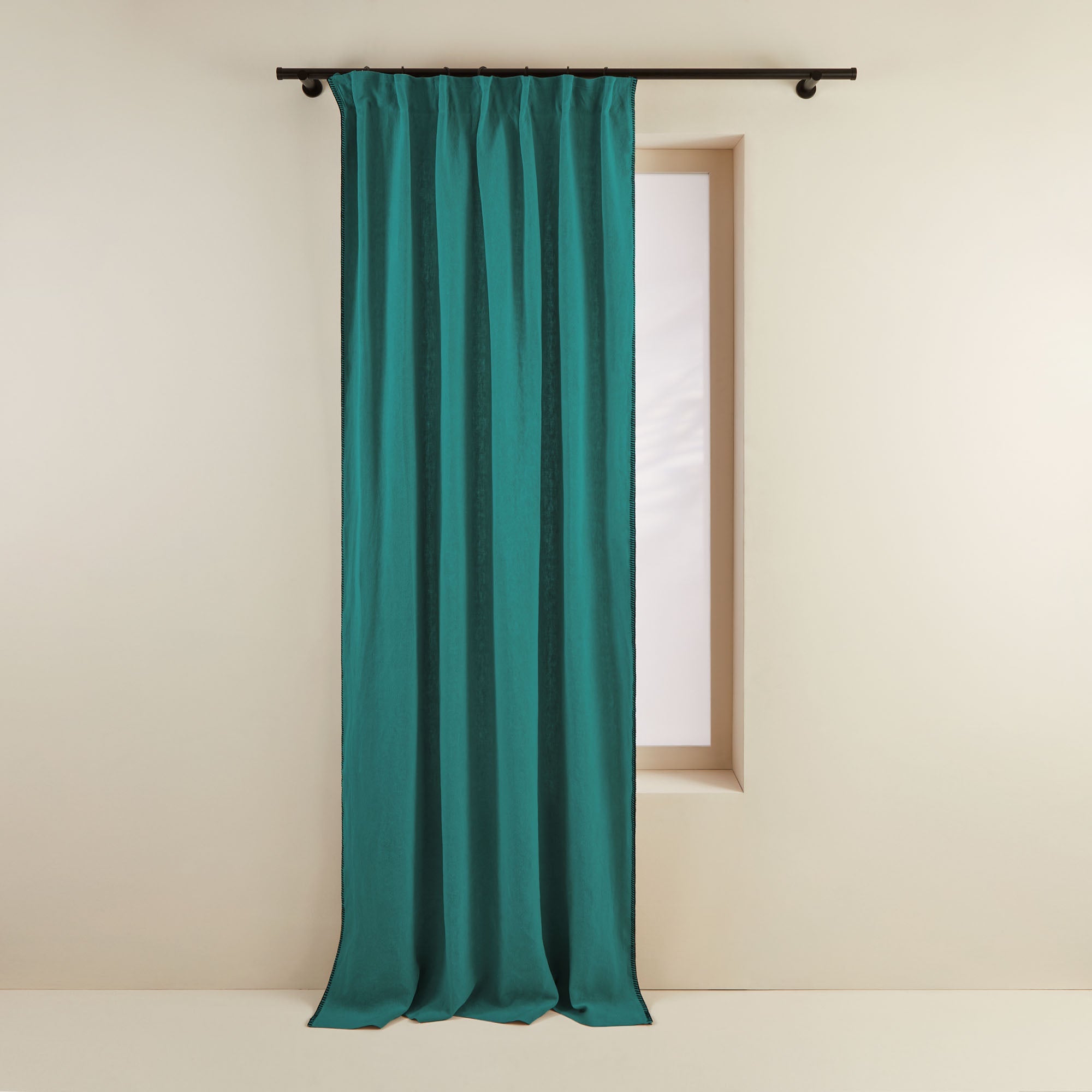 Madura Gordijn Nino lagune en zwarte slinger 135x280 cm