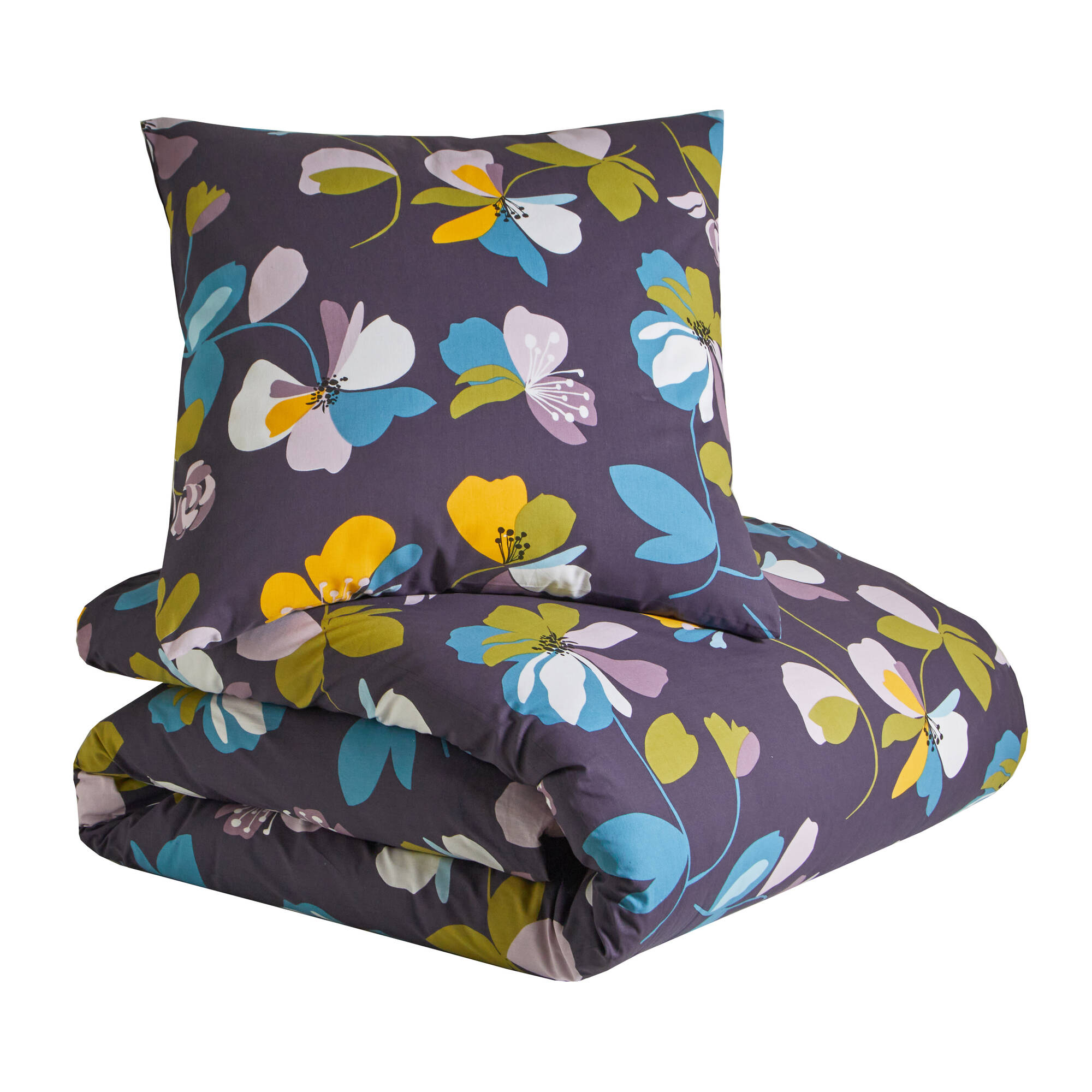 Parure de lit taie(s)   housse de couette Soizic imprimée fleurs en coton