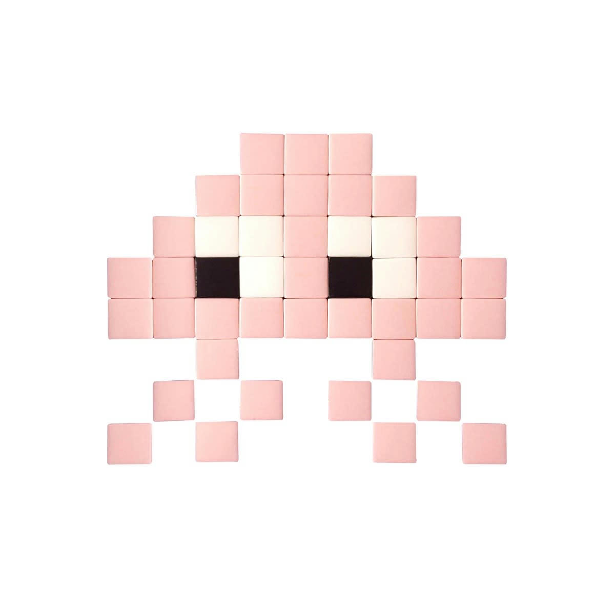OUTDOOR - Mosaïque invaders en verre rose