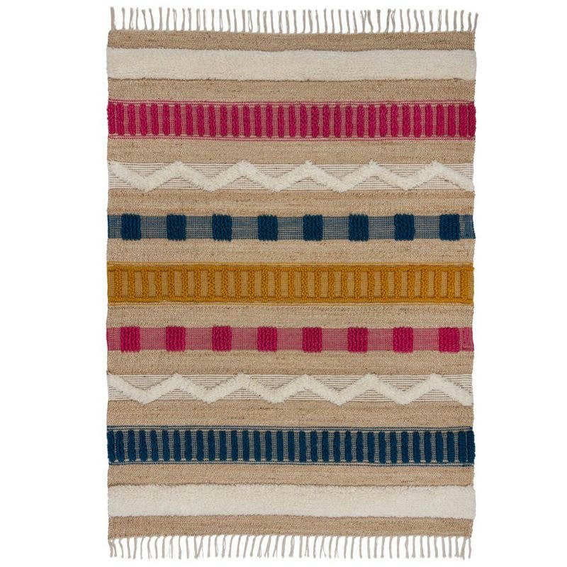 MEDINA - Tapis en jute à reliefs crème  Multicolore 160 x 230