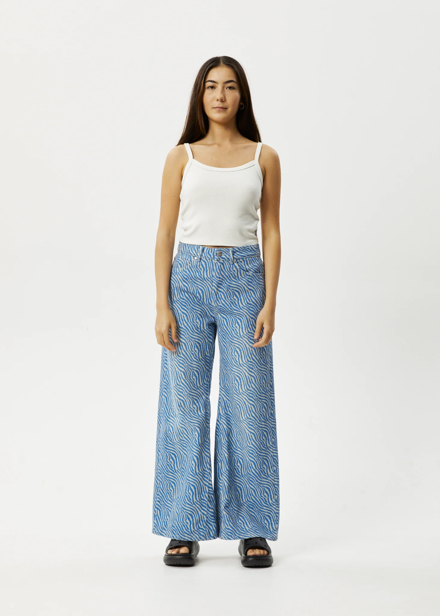 AFENDS Womens Shadows Gigi - Denim Flared Jean - Arctic