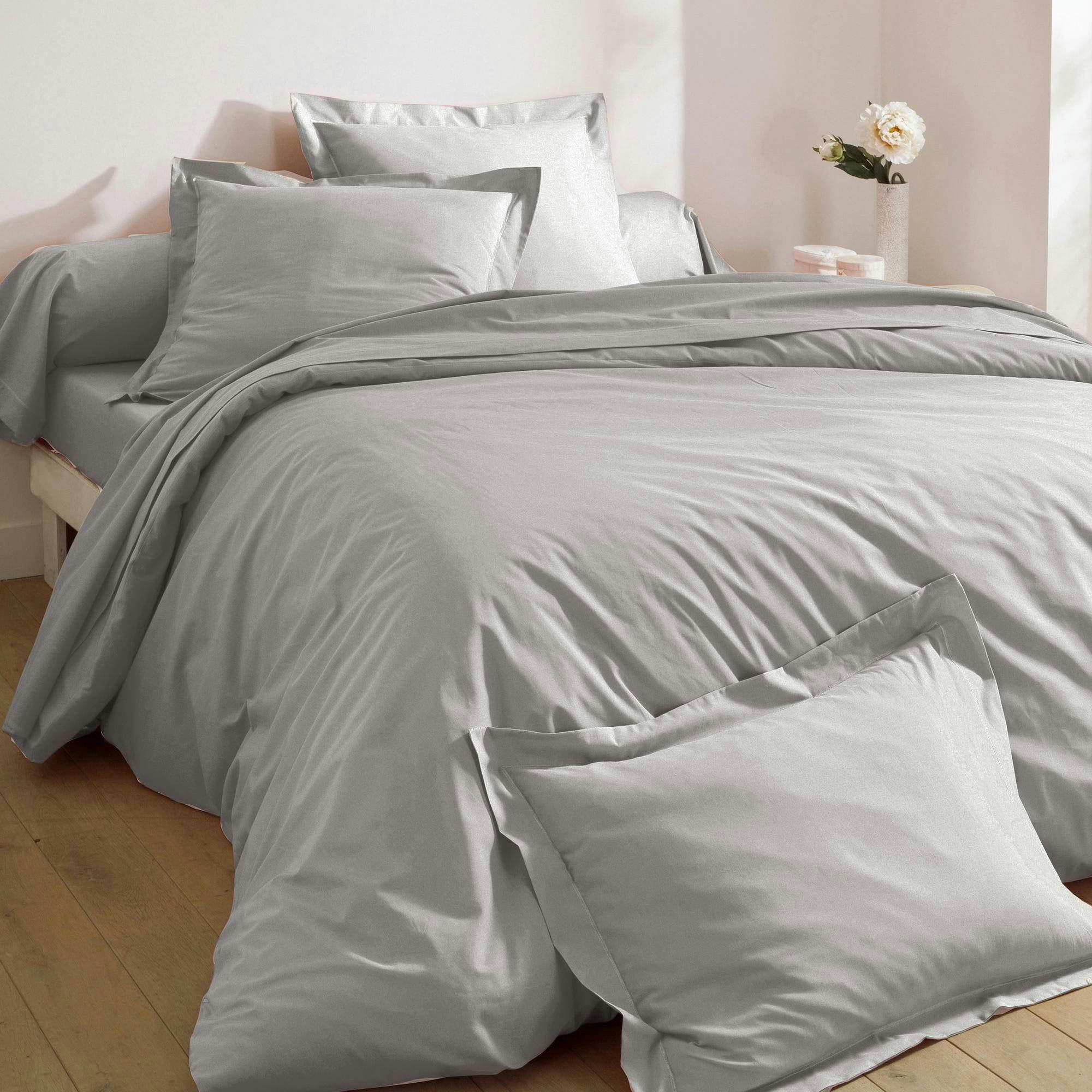 PERCALE 2015 - Drap-housse 180x200x28 gris brume en coton