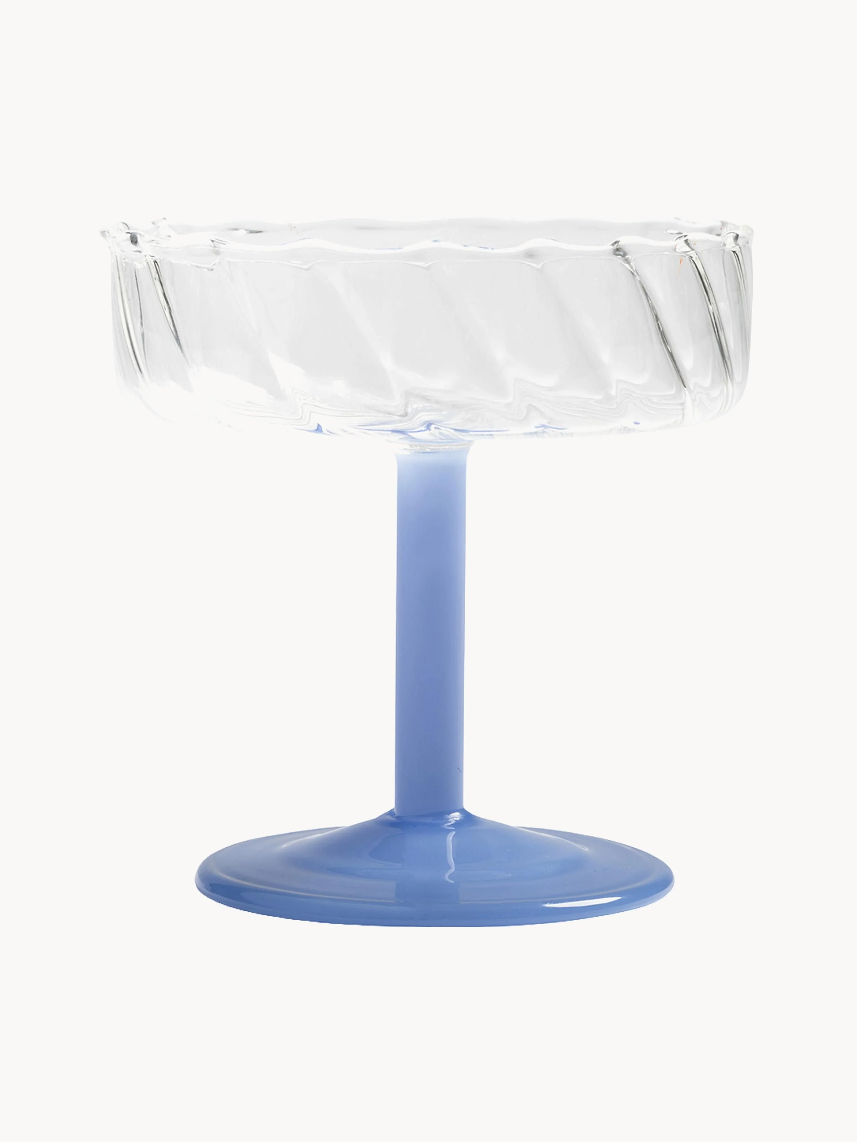Handgefertigte Champagnerschalen Twirl aus Borosilikatglas, 2er-Set