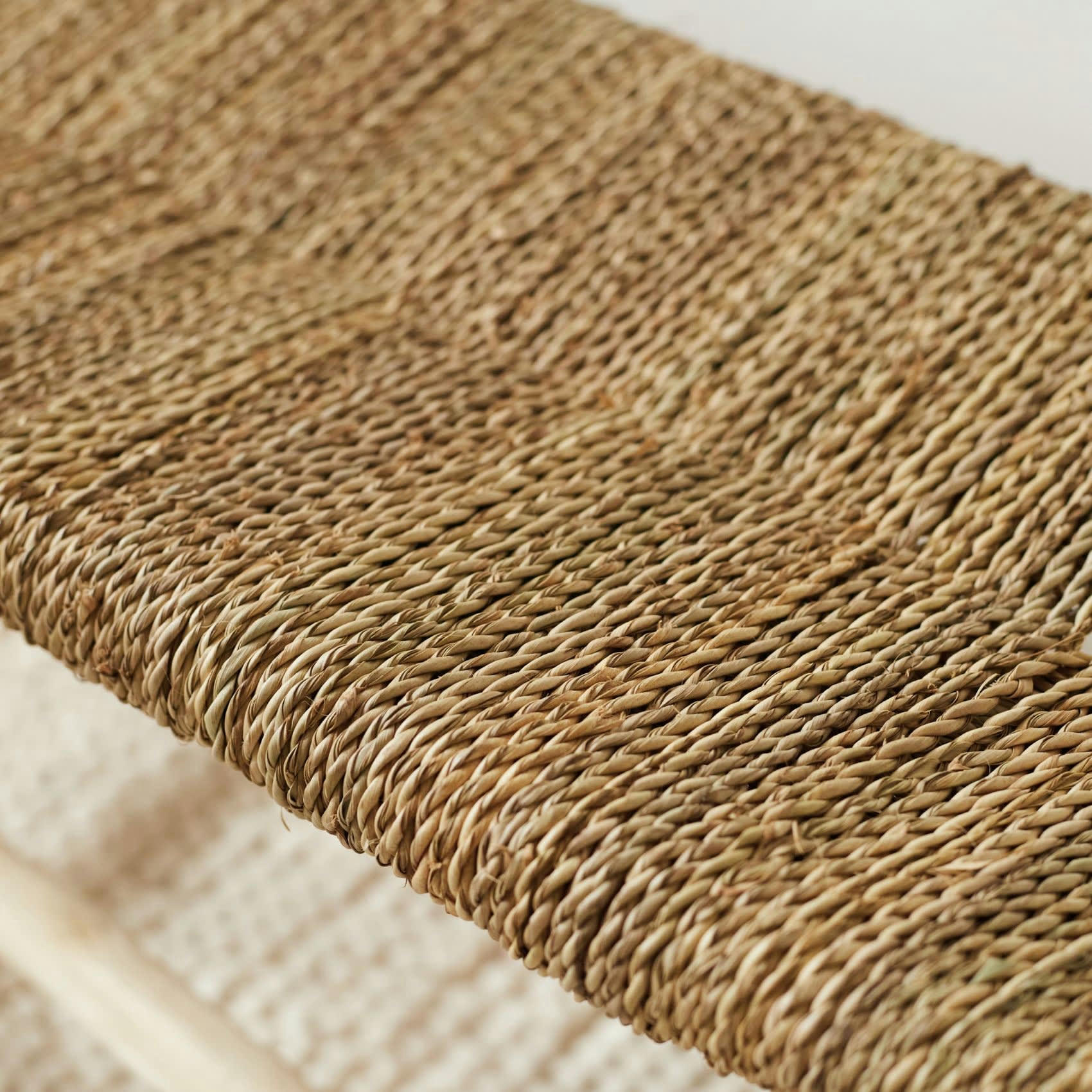 - Banc marocain  tressage central bois naturel 60 cm