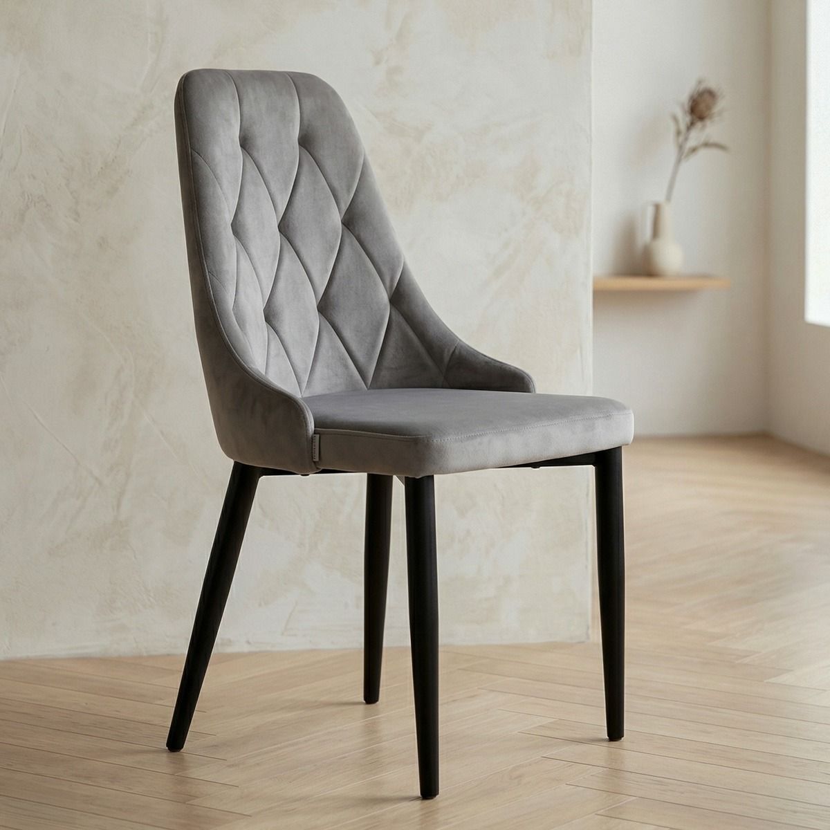 Krzesło LOUIS QUILTER welurowe szare 46,5x58x88 cm