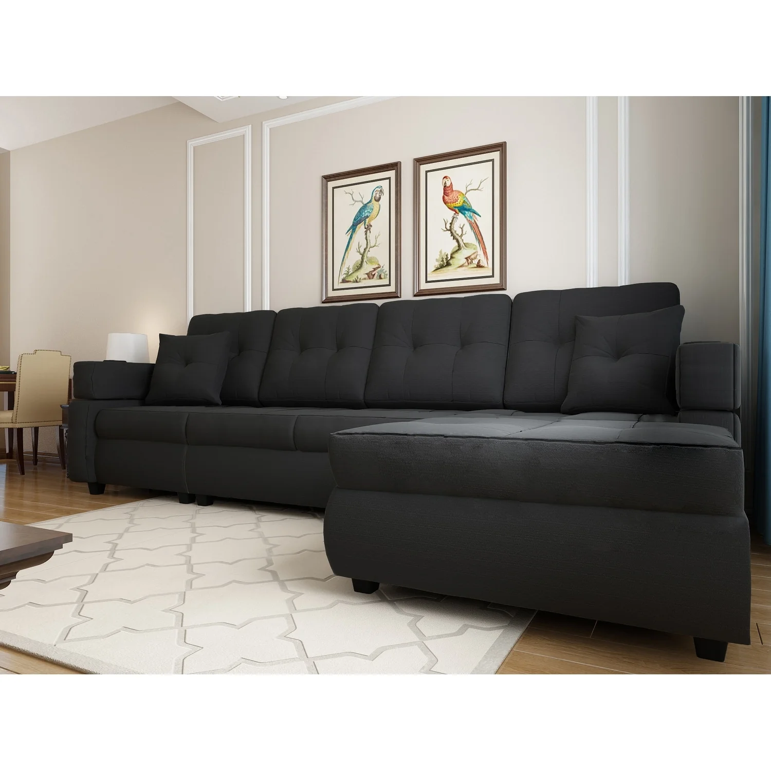 L-Shaped Sectional Sofa with 2 Pillows