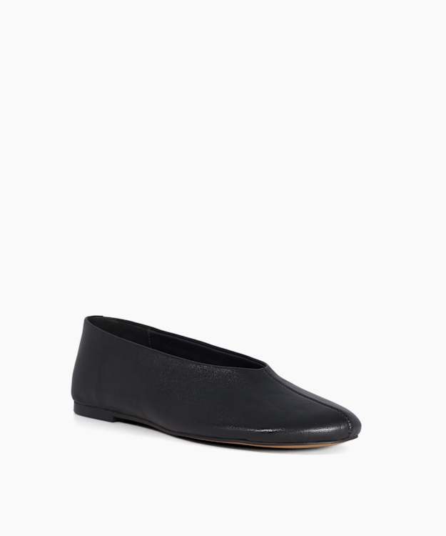 Highway Black - Leather Round-Toe Ballet Flats