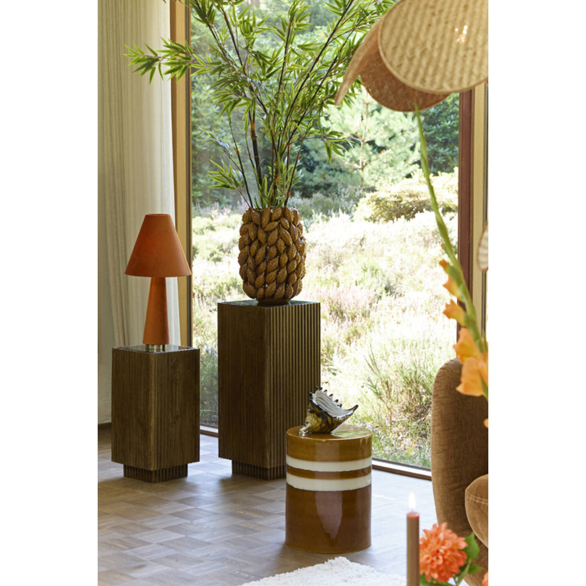 Light & Living - Palatik vaas deco 32x31x44 cm keramiek - cognac bruin