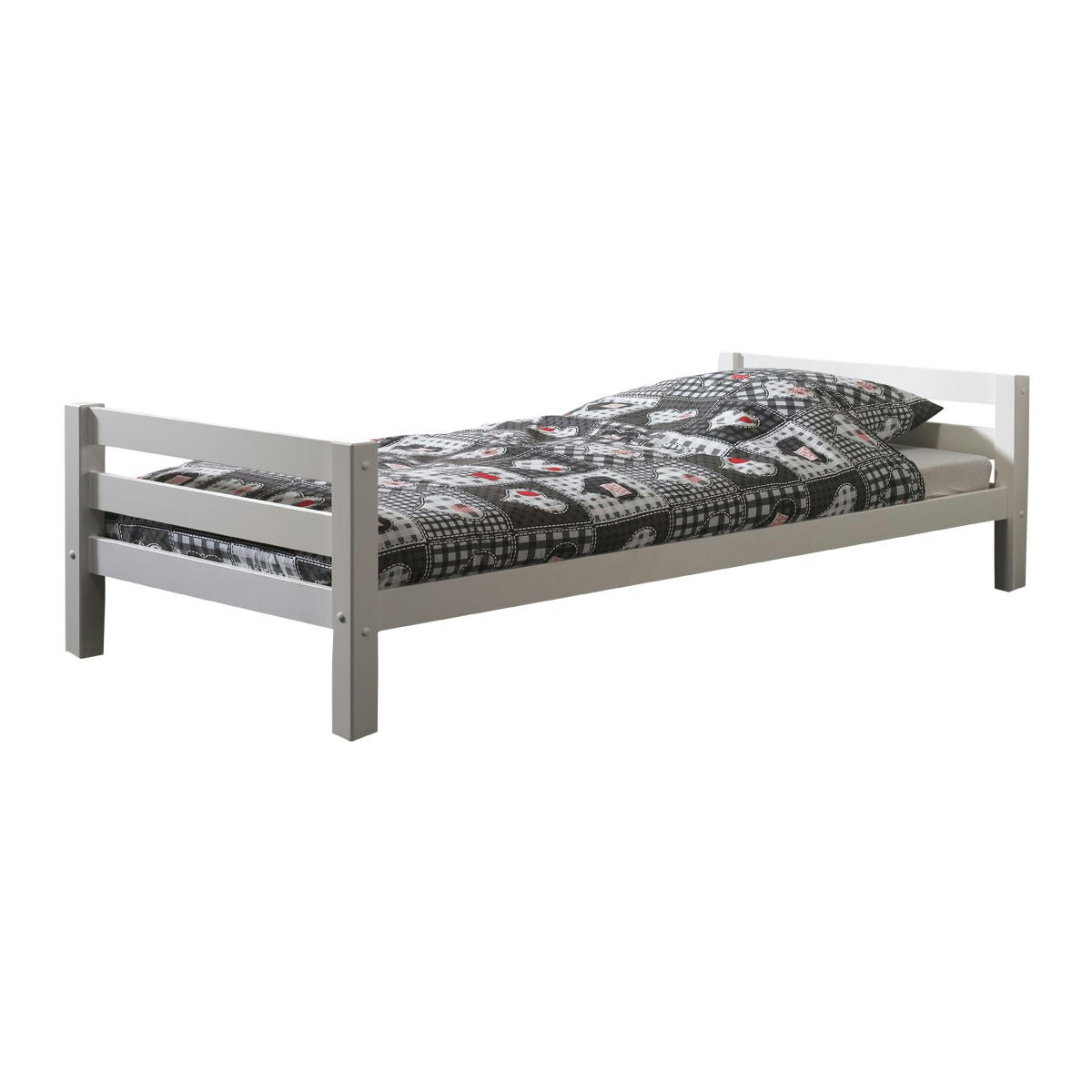 PINO - Lit 90x200 sommier inclus blanc