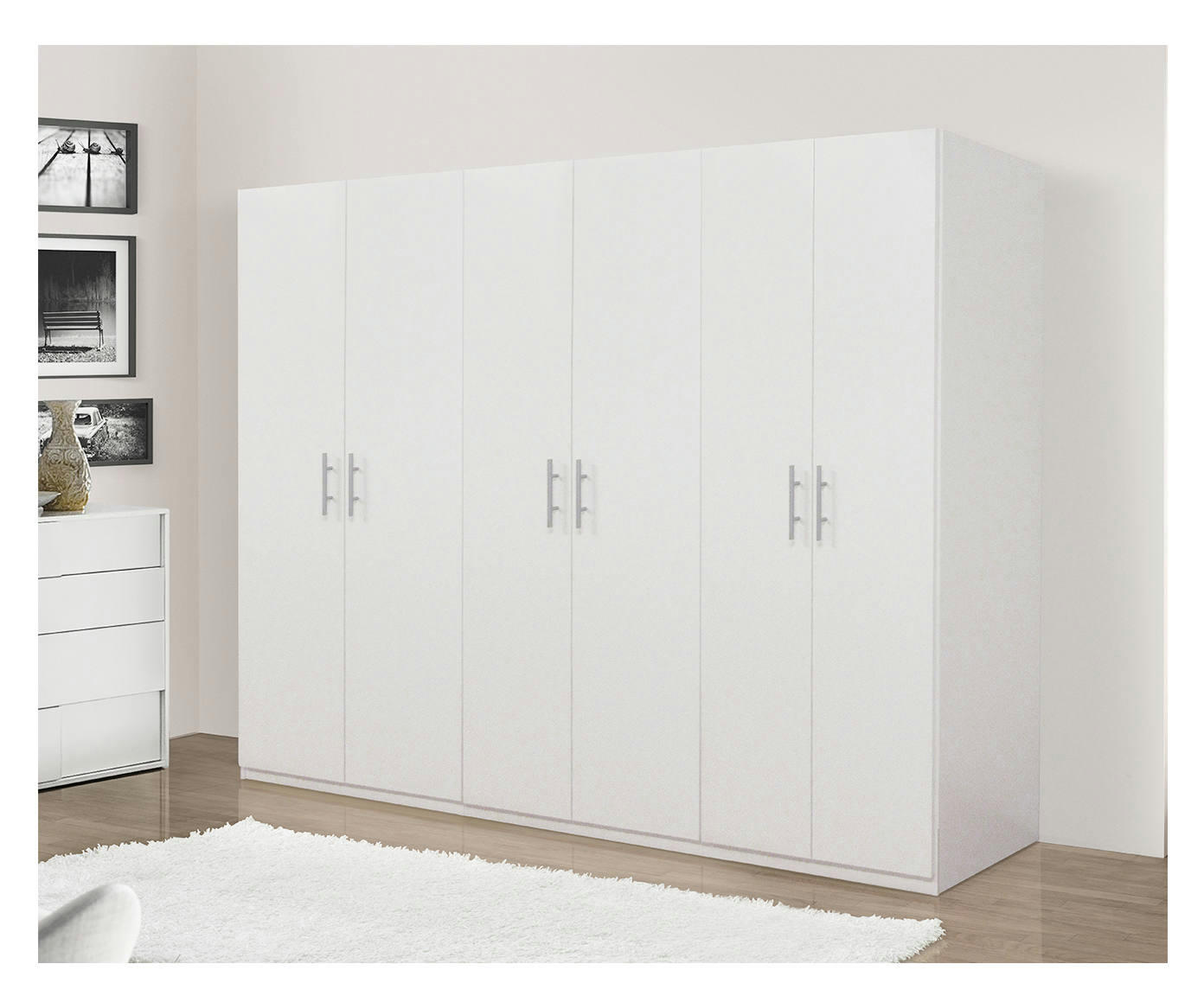 - Armoire à 6 portes en bois blanc