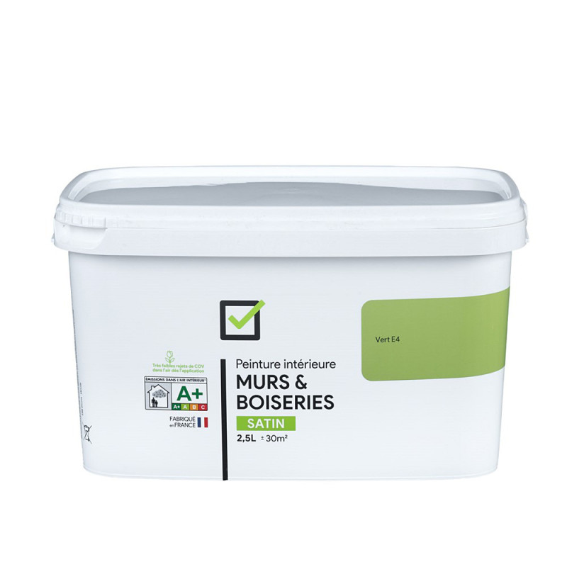 Peinture pour murs et boiseries vert E4 satiné 2,5 L