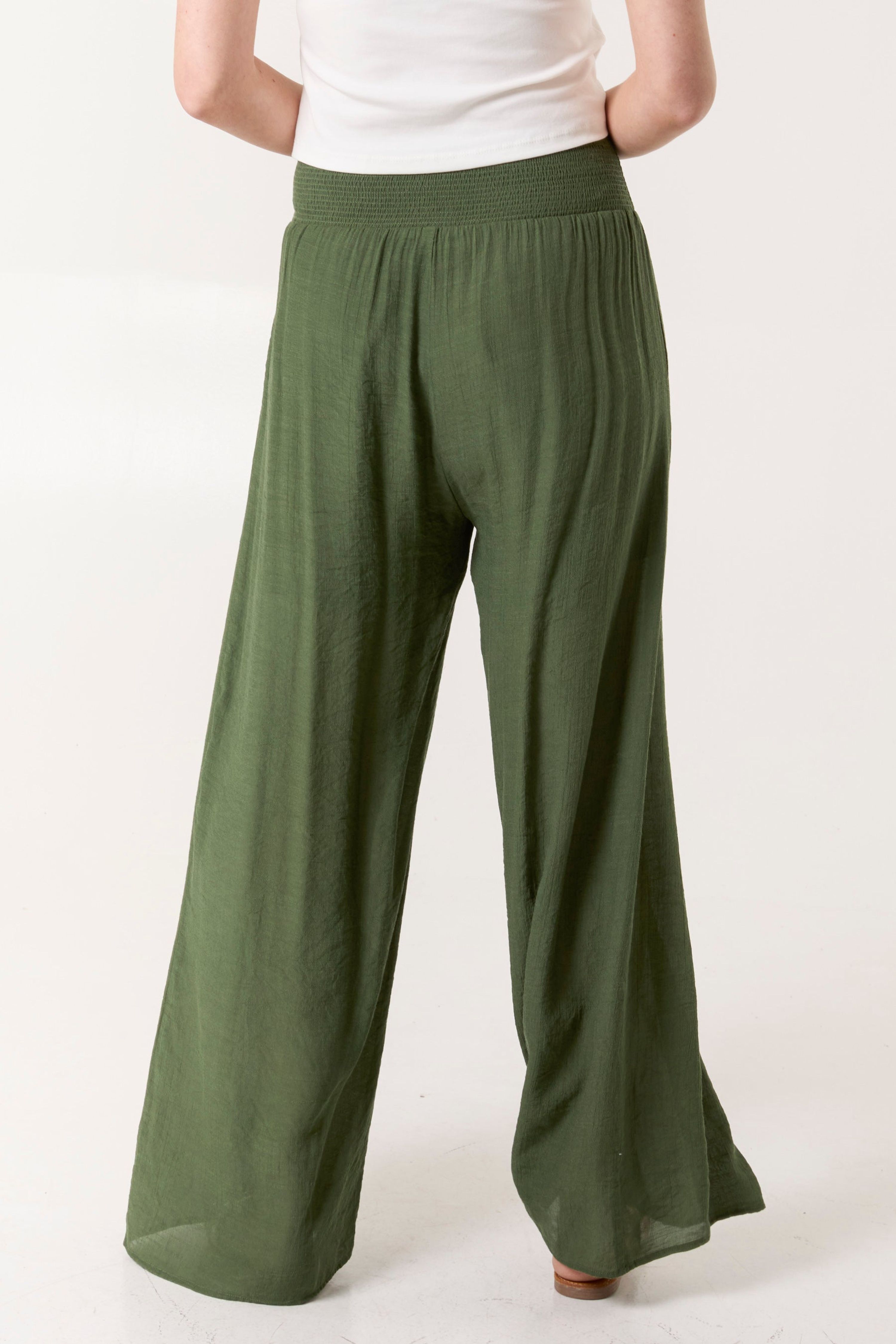 Blue Vanilla Khaki Shirred Trousers