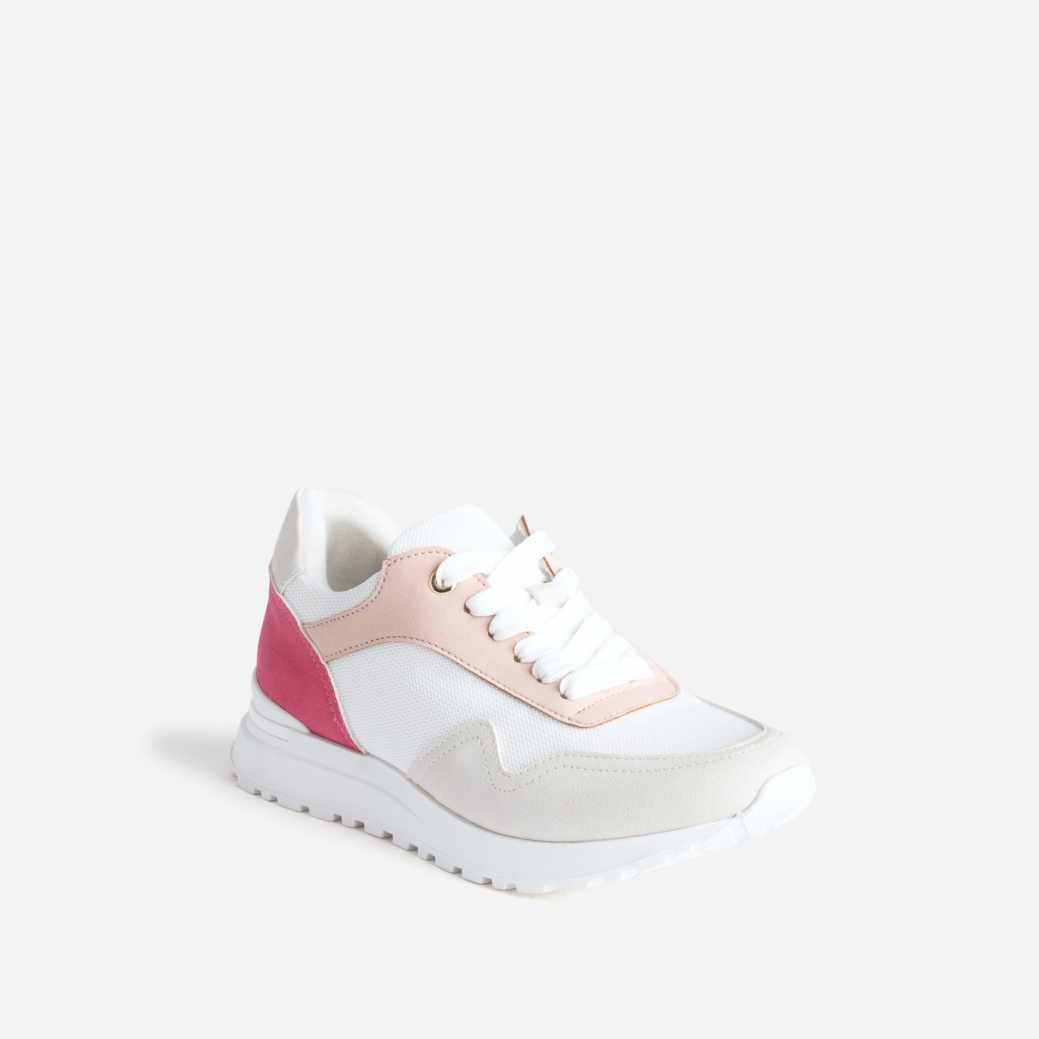 Tennis blanche, rose et grise semelle amovible