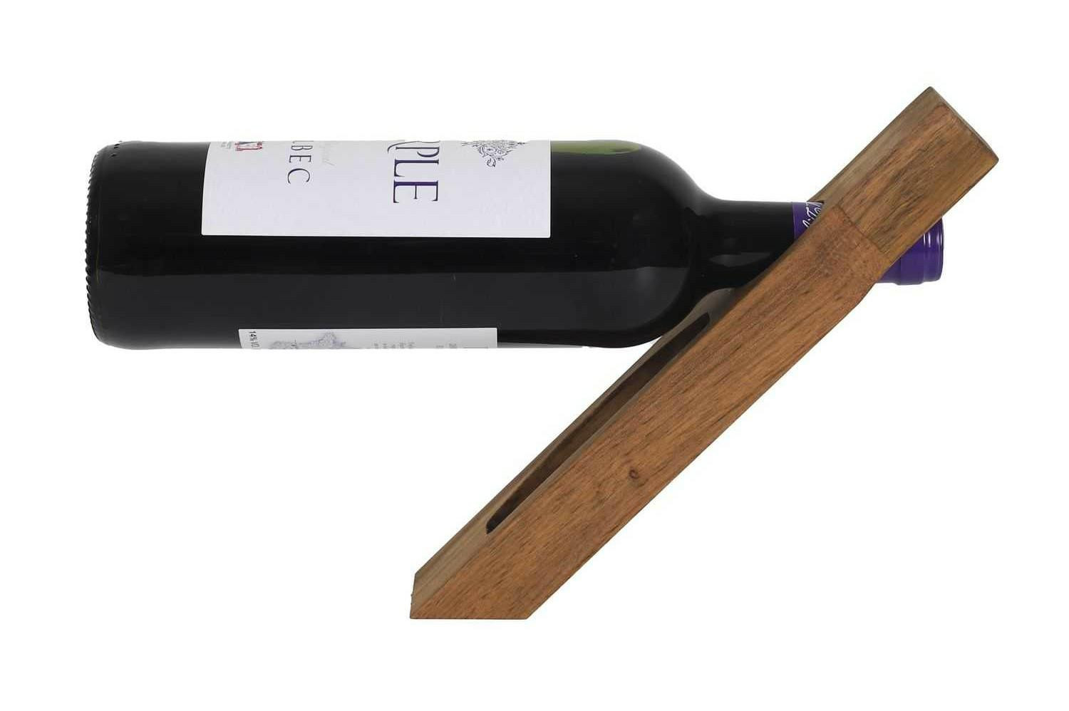 Stojak na wino z korkociągiem GRAVINO drewniany na 1 butelkę