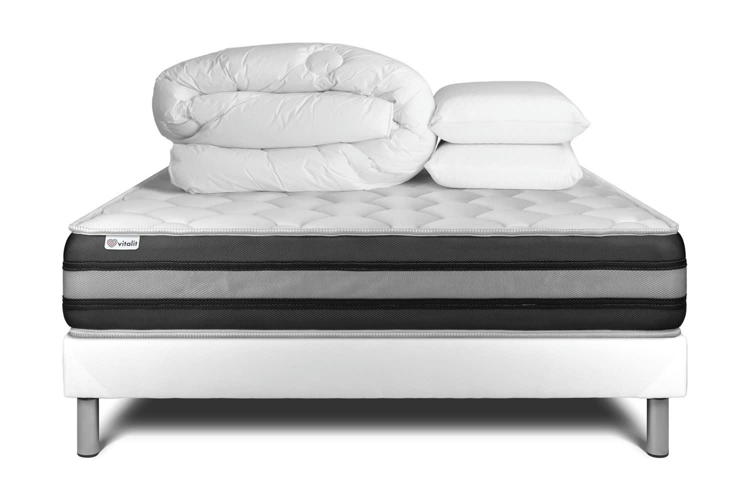 VITALSPRING ZEN - Pack Ressorts  et Mémoire de forme[ 160x200cm kit Blanc