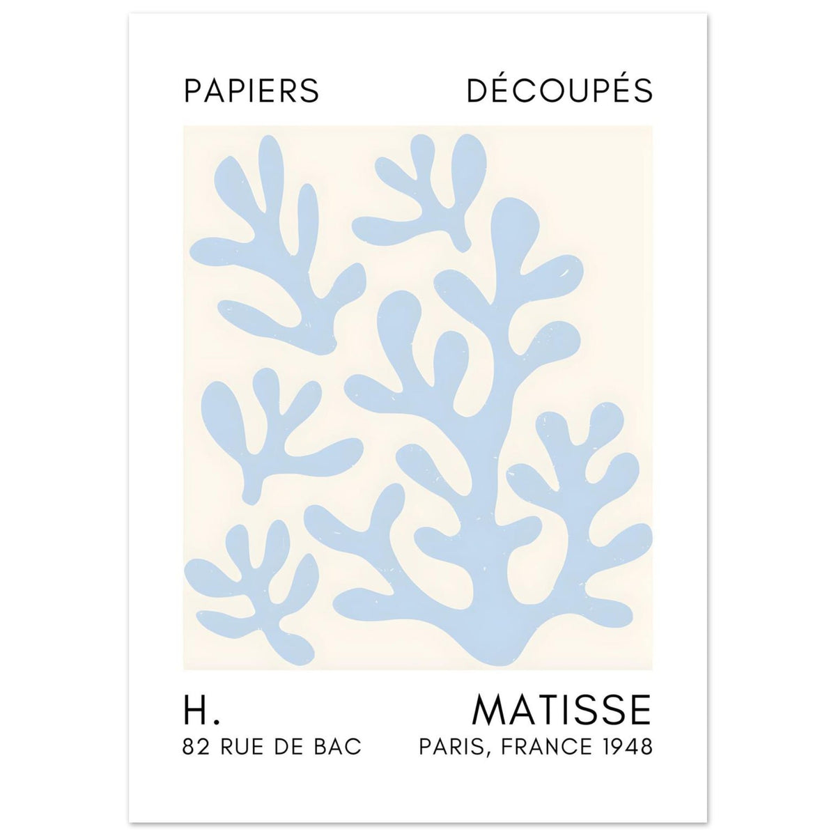 Artfulprints Poster Matisse – Coral shadows light blue  - 50x70 cm - Blauw