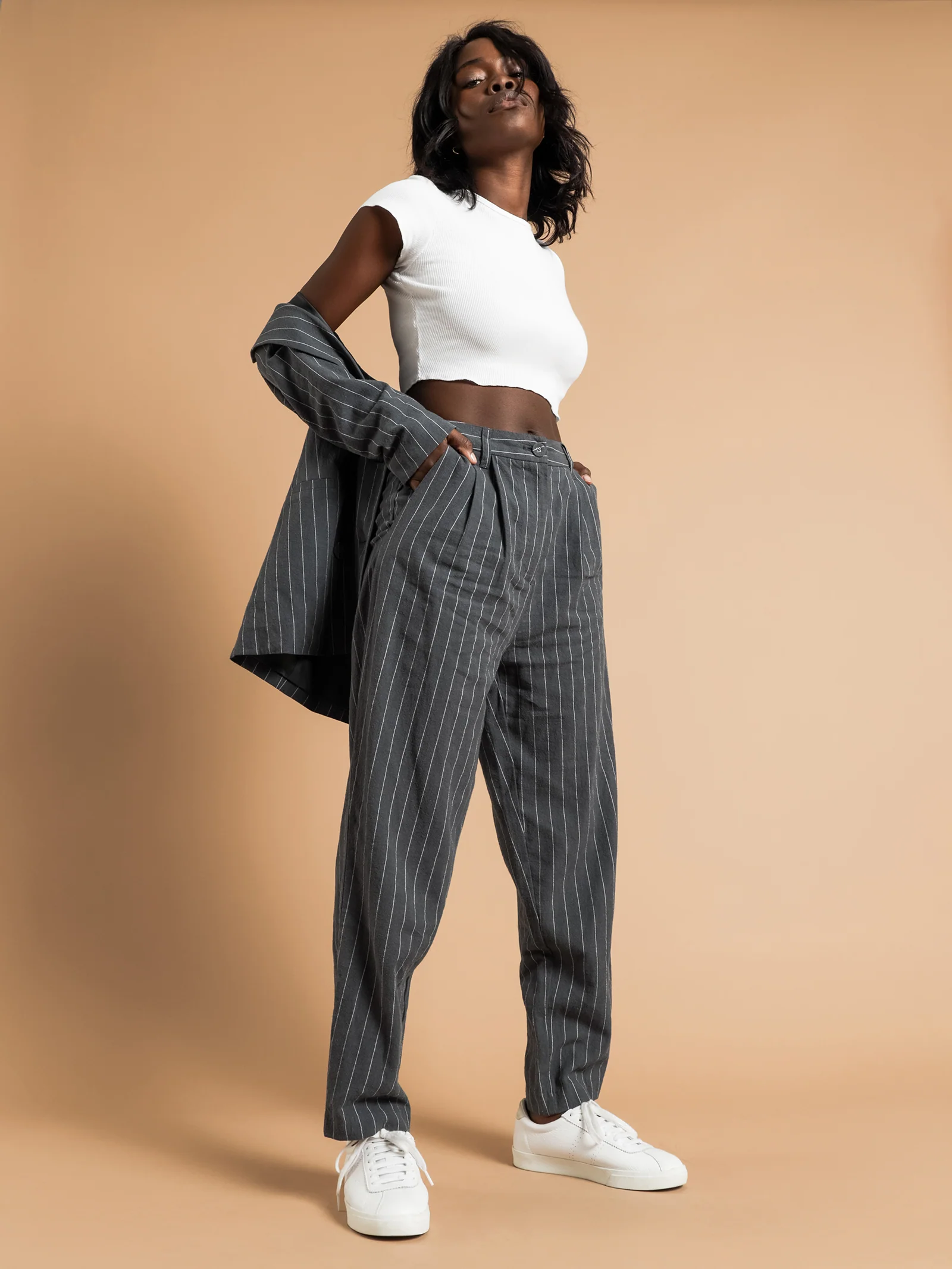 Finley Pinstripe Linen Pants