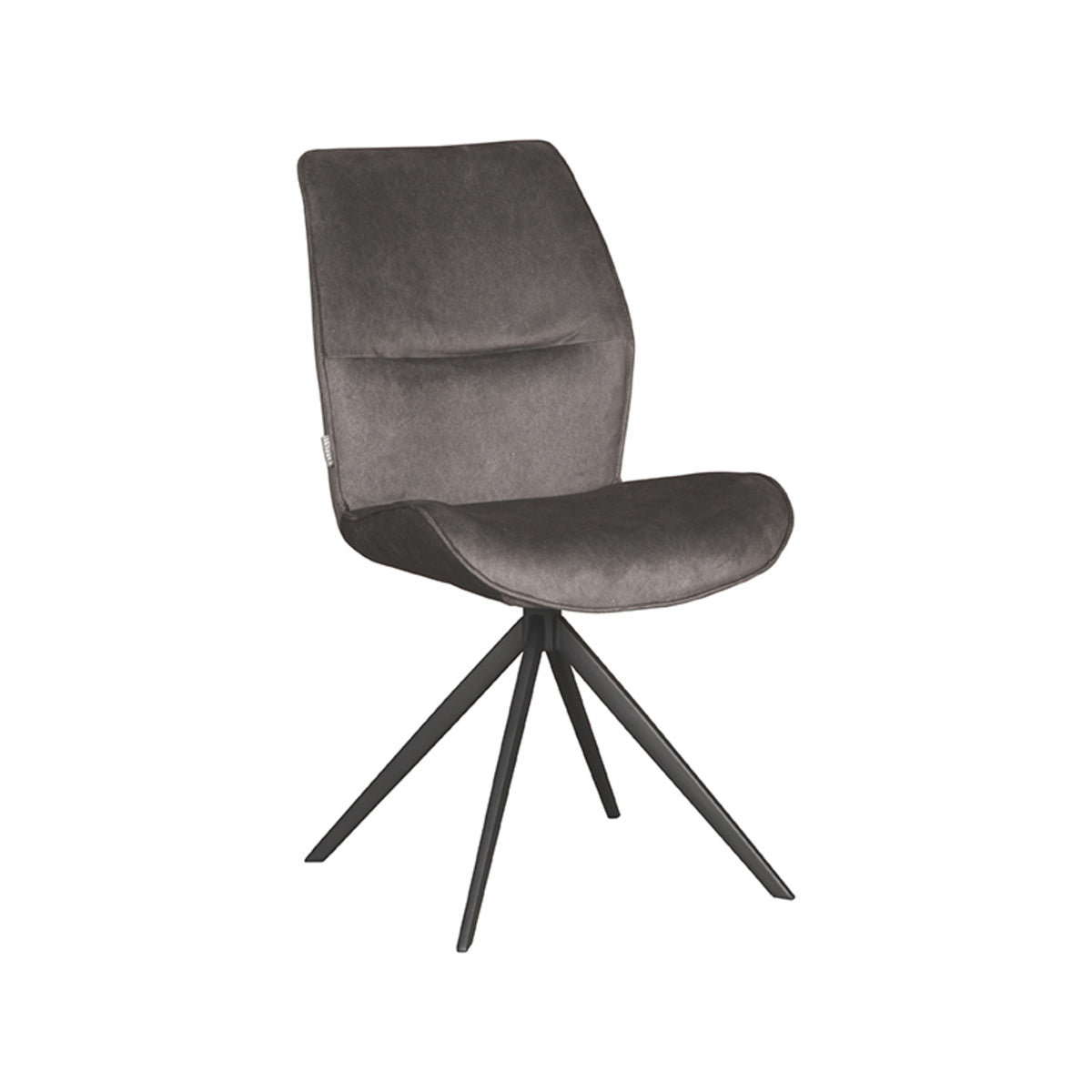 LABEL51 Eetkamerstoel Comfy - Antraciet Stof - Zithoogte 47cm - Set van 2