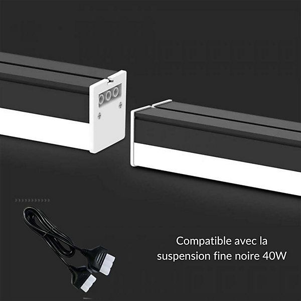 Câble de Connexion pour Suspension Linéaire Fine Noire 40W - SILAMP