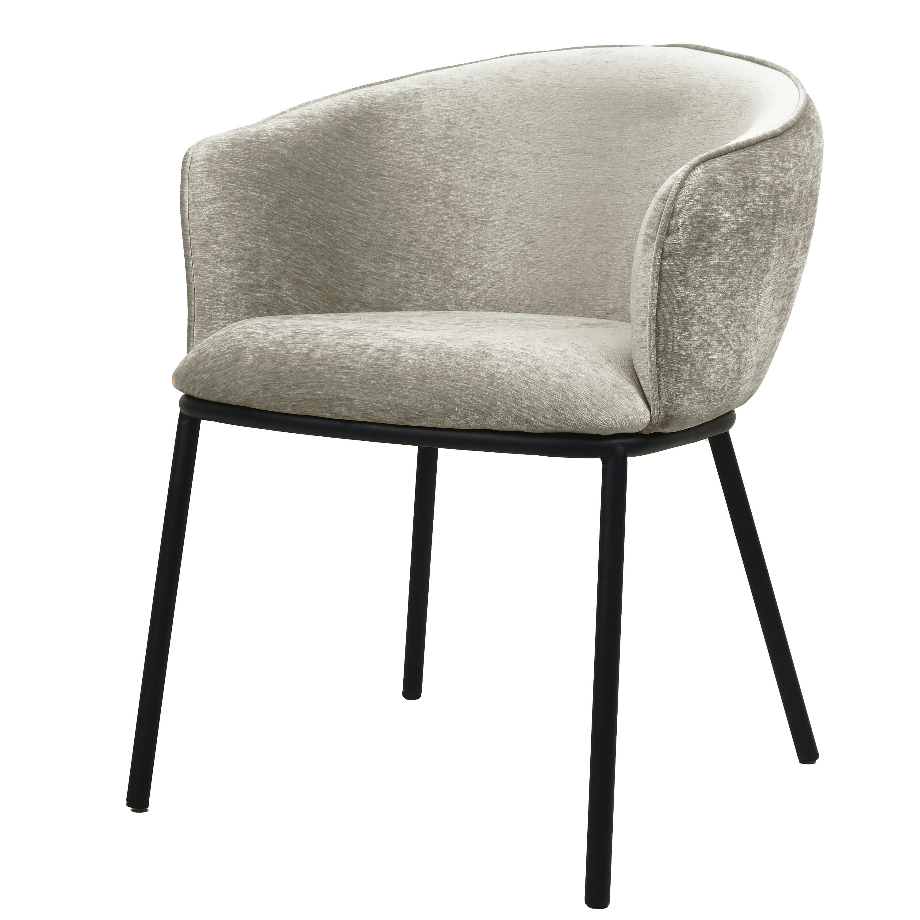 ALVIN - Fauteuil de table en tissu Coloris Lin et métal noir mat