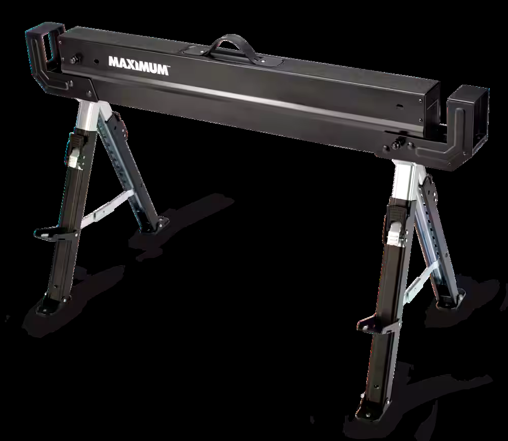 MAXIMUM Professional Grade Steel Adjustable Height Sawhorse, 1300-lb Capacity, 43L x 24-32H-in