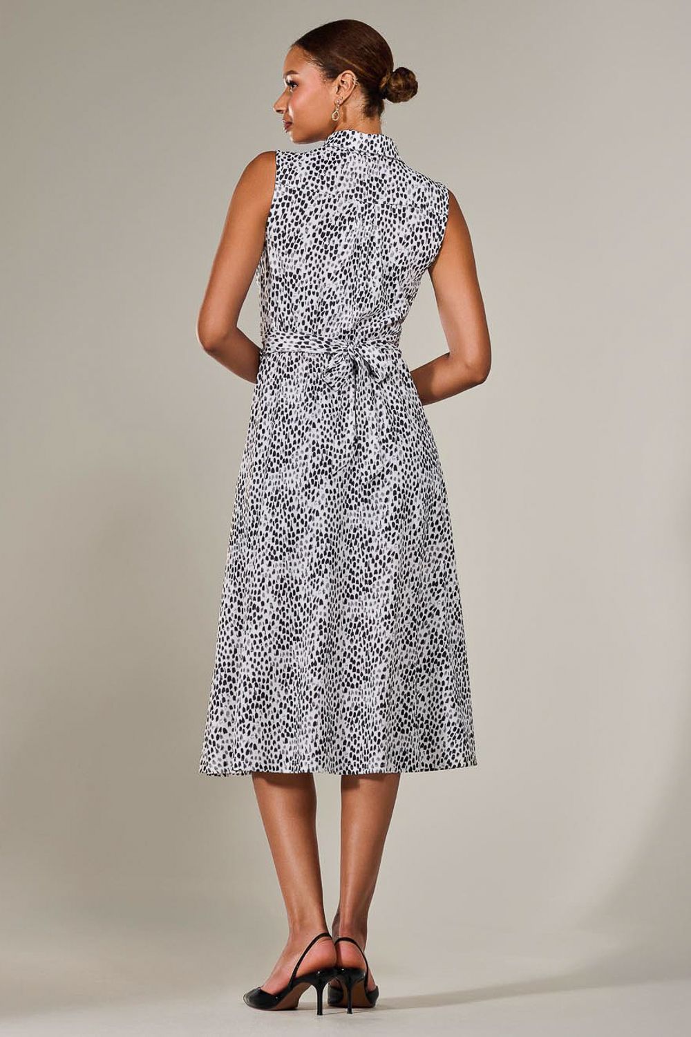 Jolie Moi Button Sleeveless Midi Dress