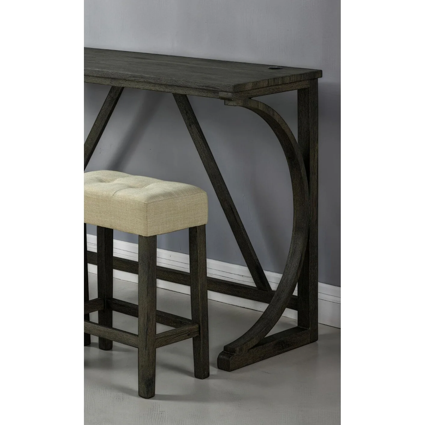 Dining Room 4pc Set Functional Unique Dining Table w USB 3x Stools Tufted Seats Kitchen