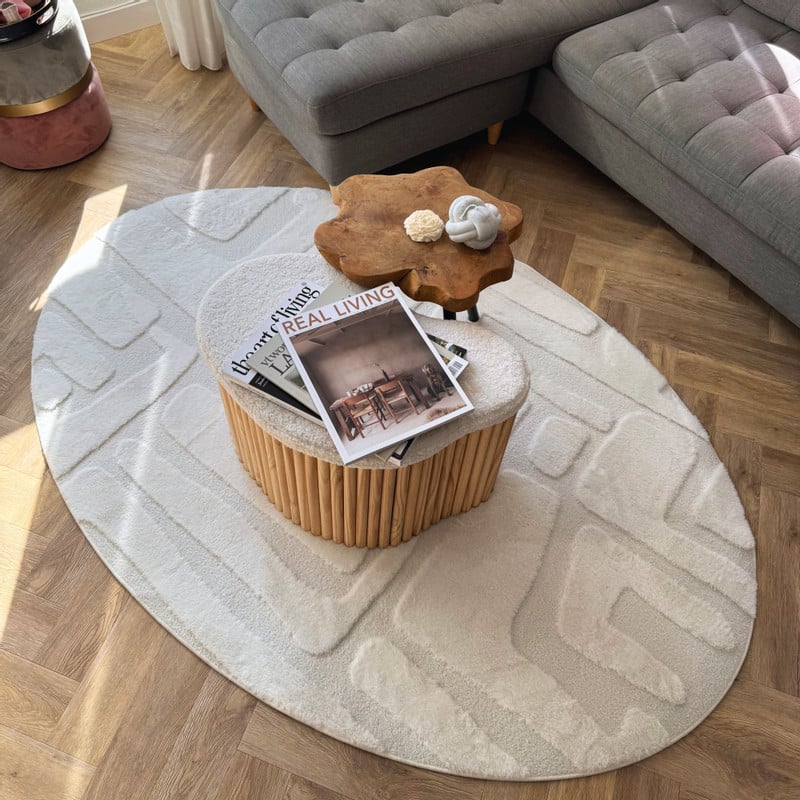 Vloerkleed native ovaal - wit - 120x180 cm