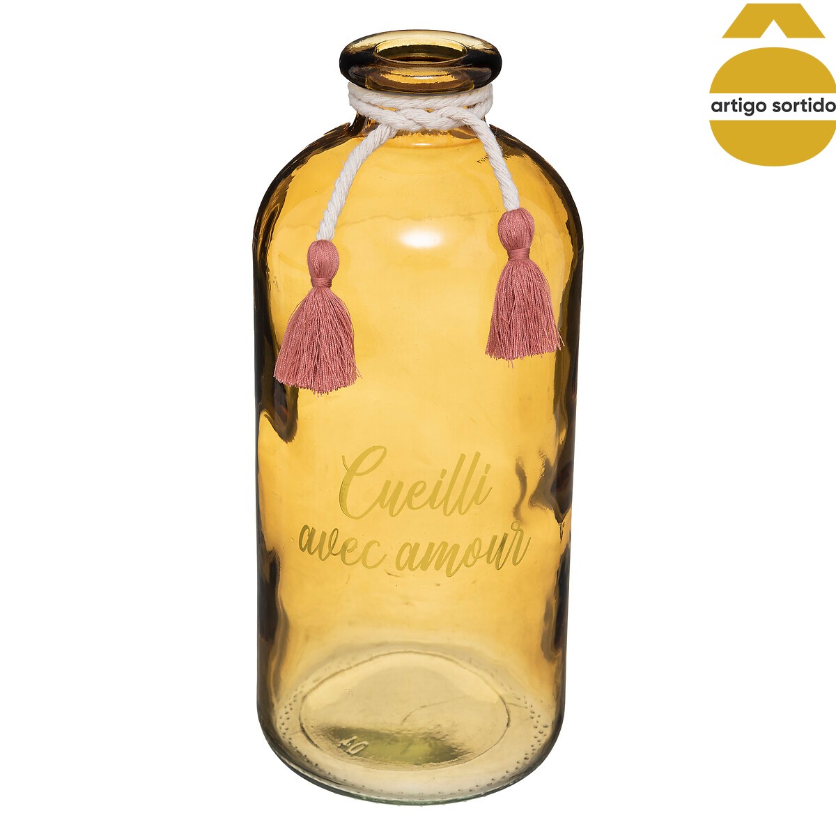 Jarra de vidro com mensagem