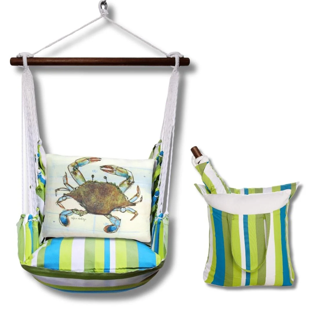 Magnolia Casual Swing Set 4 piece - Beach Boulevard Stripe w/ Traditional Crab