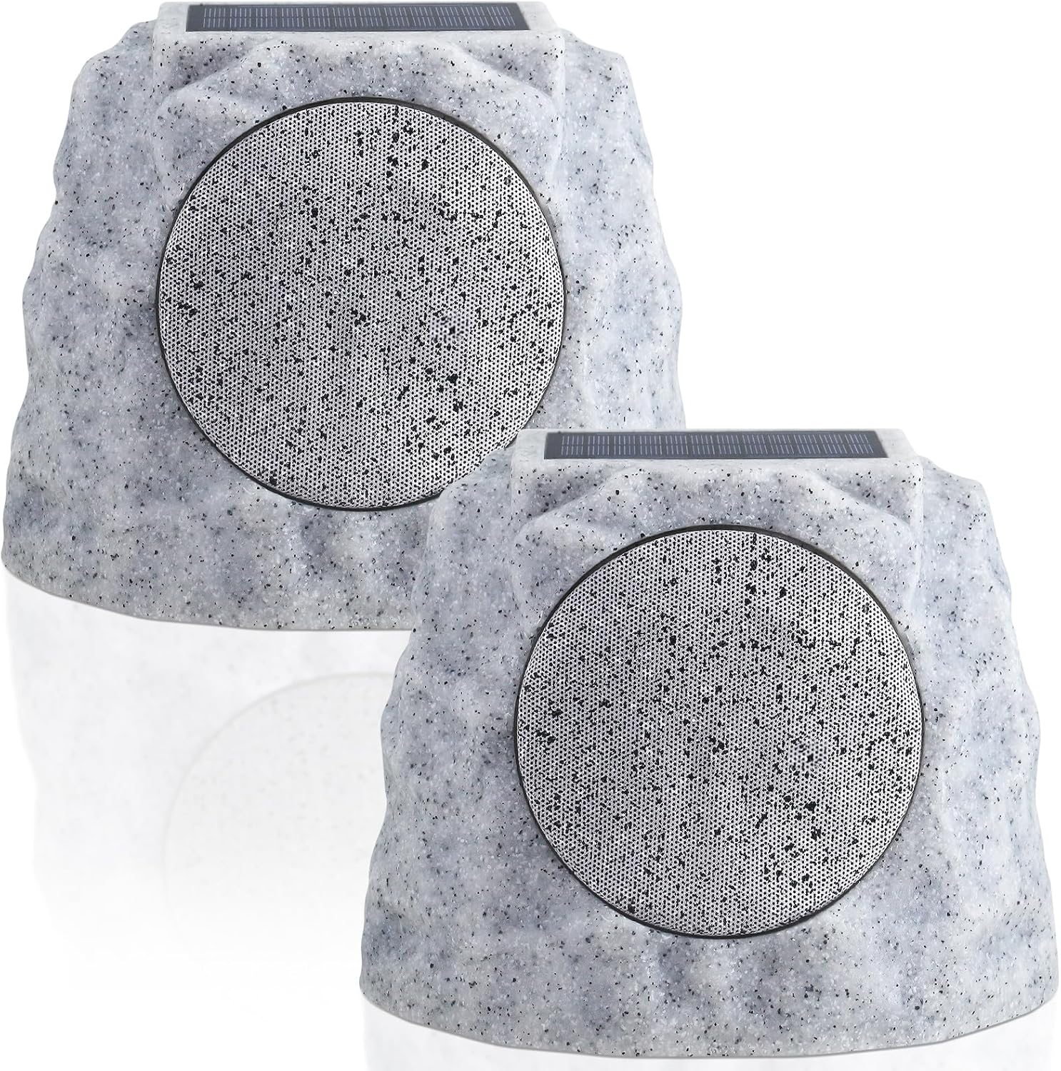 Solar Rock Speakers Outdoor Water-Resistant 2-Pack Solar Powered Rock Speaker with Lights RGB and TWS Pair for Patio Outside Garden BBQ Deck