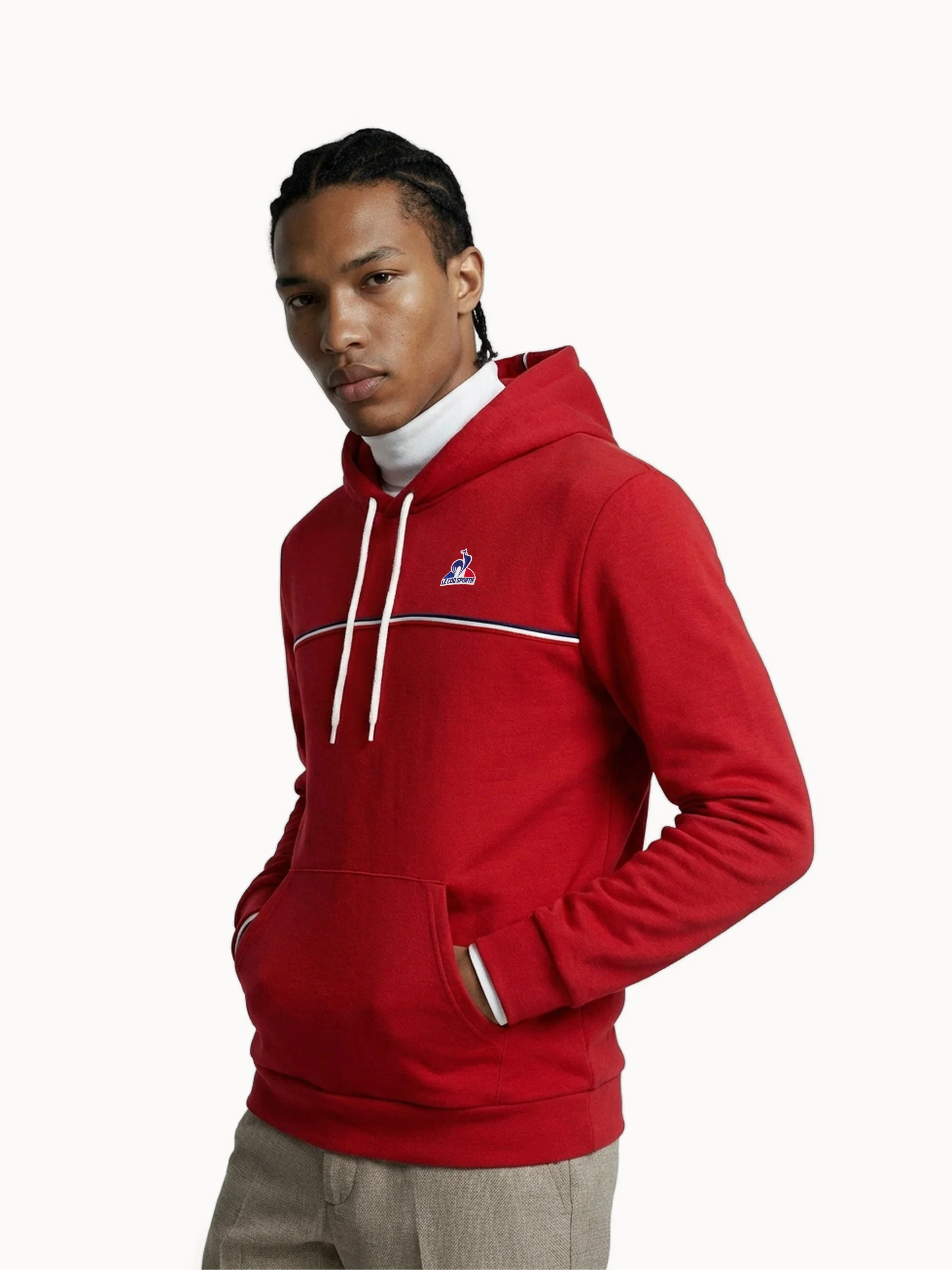 Sweat à capuche double face avec bande tricolore