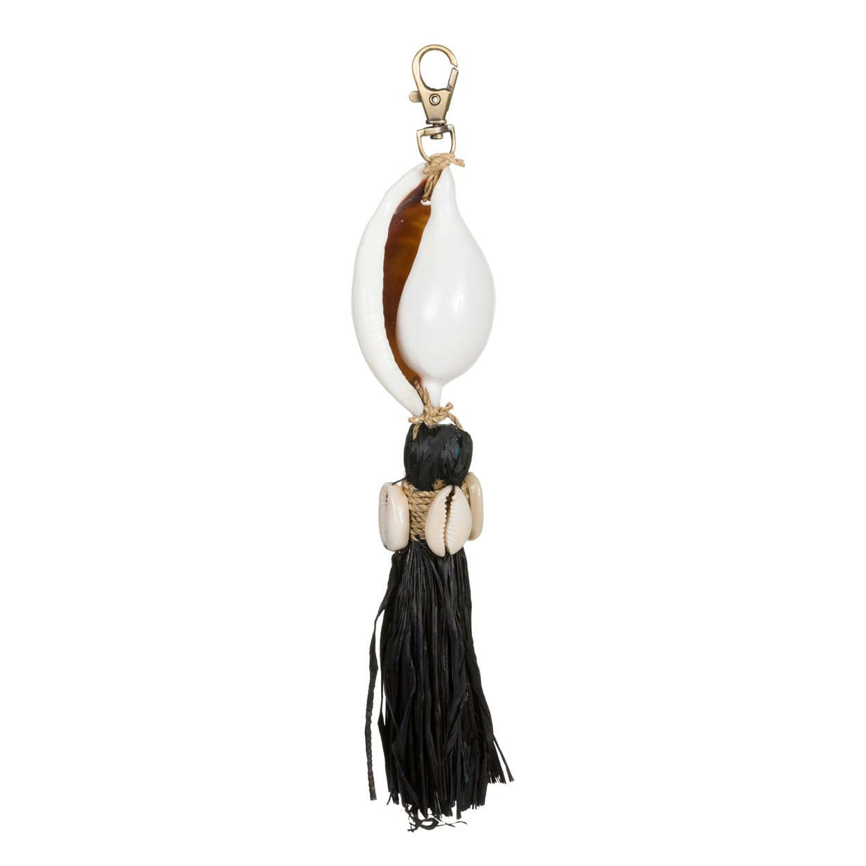 KUBU - Porte-clés en coton et coquillage noir naturel