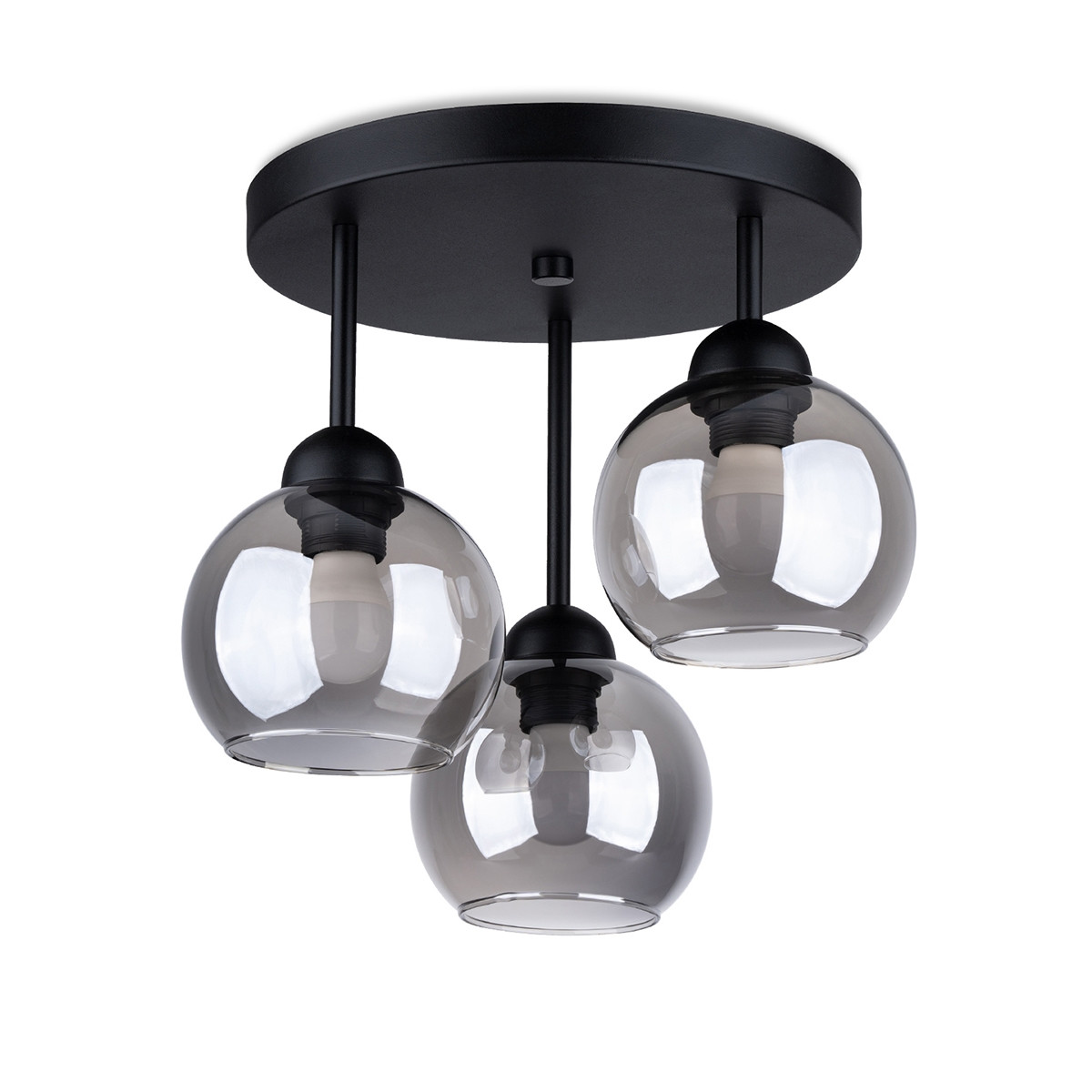 Plafon ROVANO czarny-dymiony 3xE27x15W wym:35x35x35cm IP20 Pure Lume