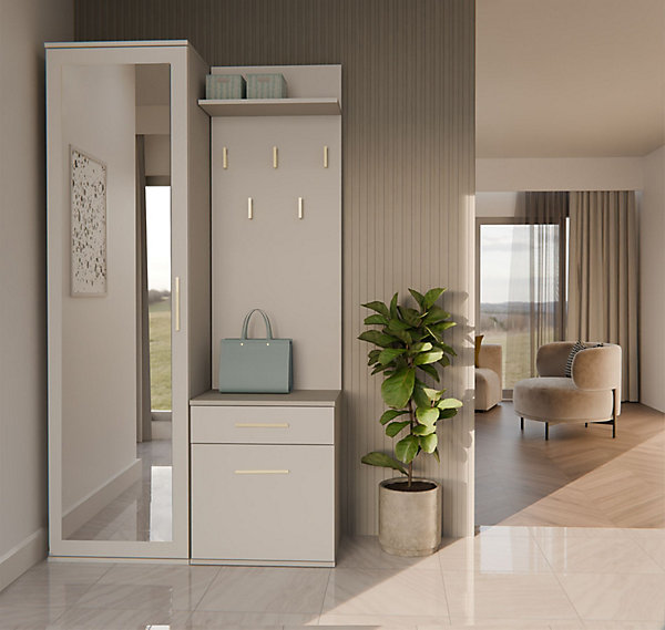 Ensemble entree avec miroir 100 cm greige Duvio