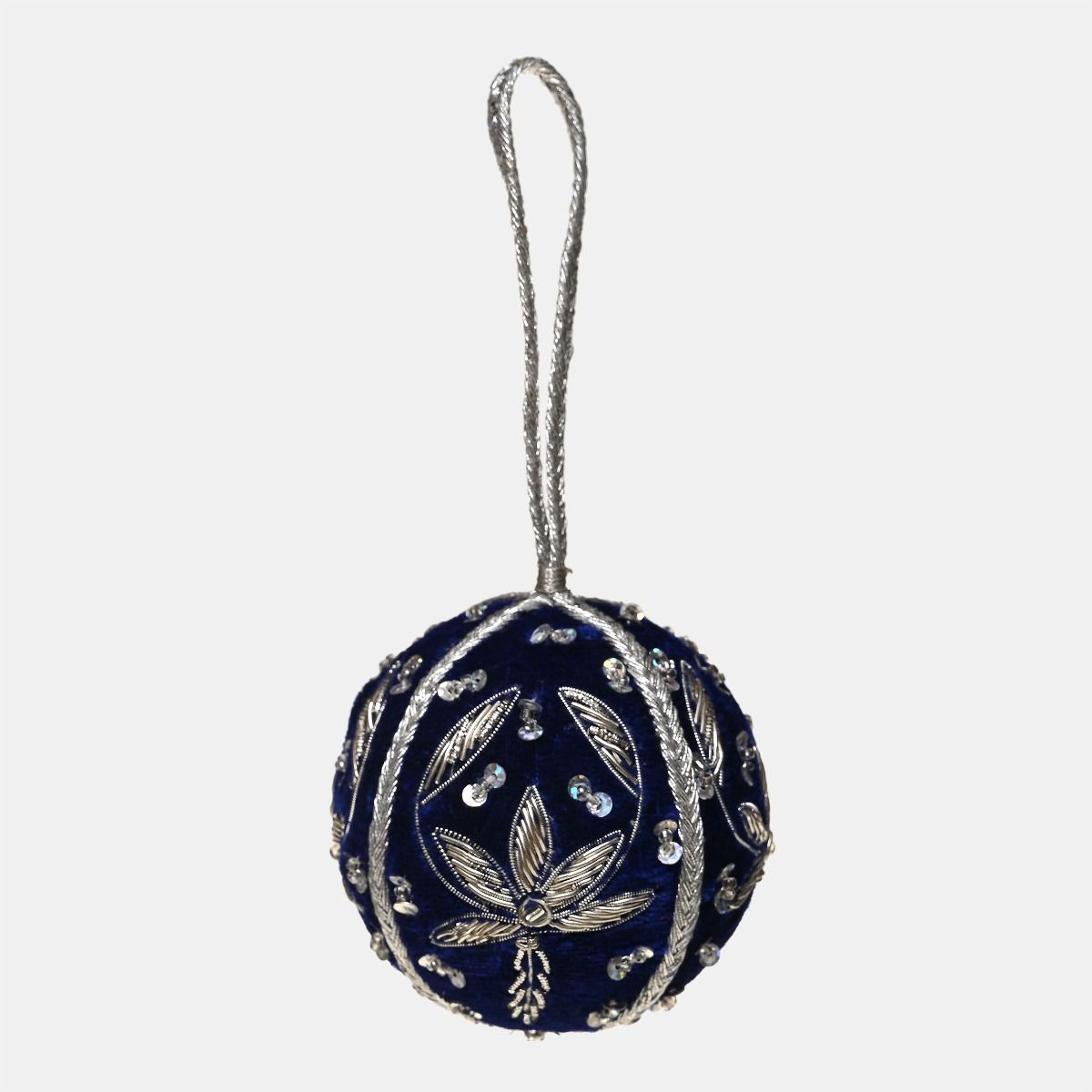 Ornament Haftowana Bombka 8cm Granatowa