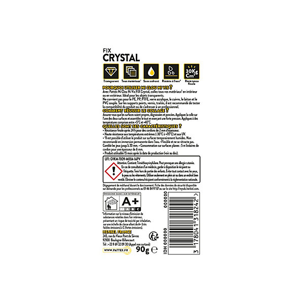 Ni clou ni vis Cristal tous materiaux Pattex 90 g