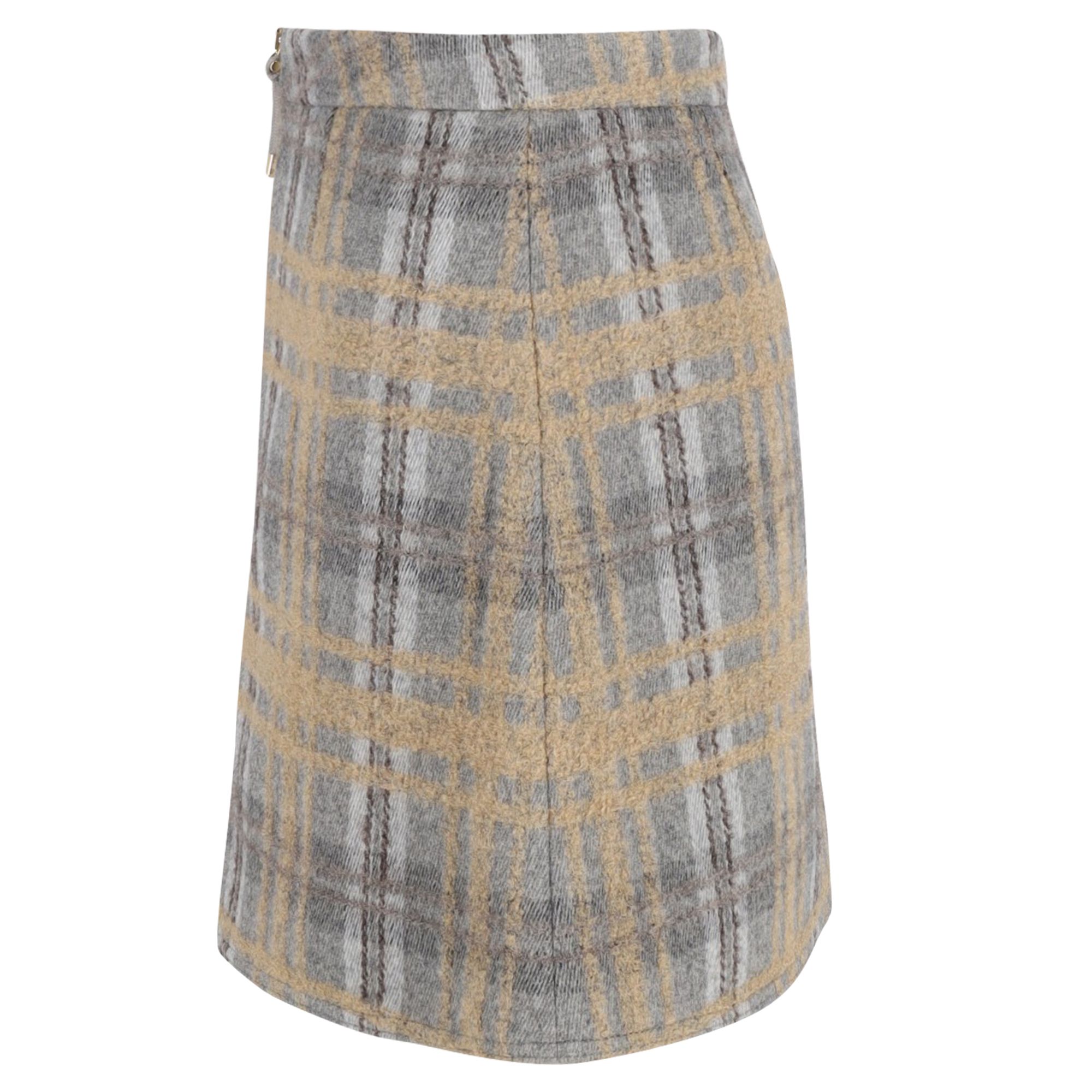 Acne Studios Preloved Plaid Mini Skirt in Grey Wool