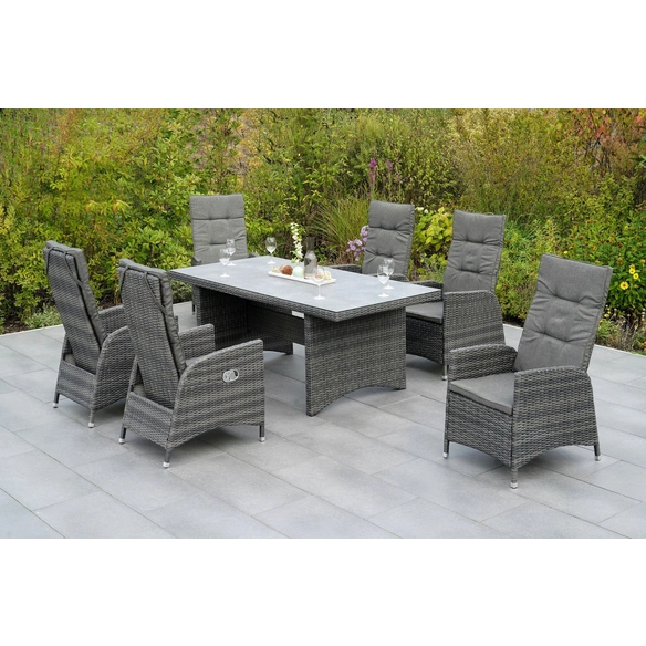 Gartenmöbelset »Bologna«, 7-tlg., Aluminium/Kunststoffgeflecht, pulverbeschichtet