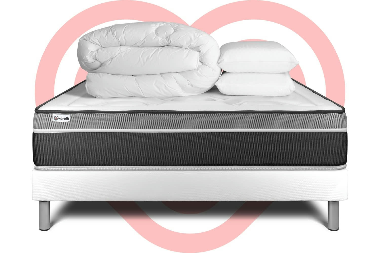 VITAL CARE - Pack Ressorts  et Mémoire de forme[ 160x200cm kit Blanc