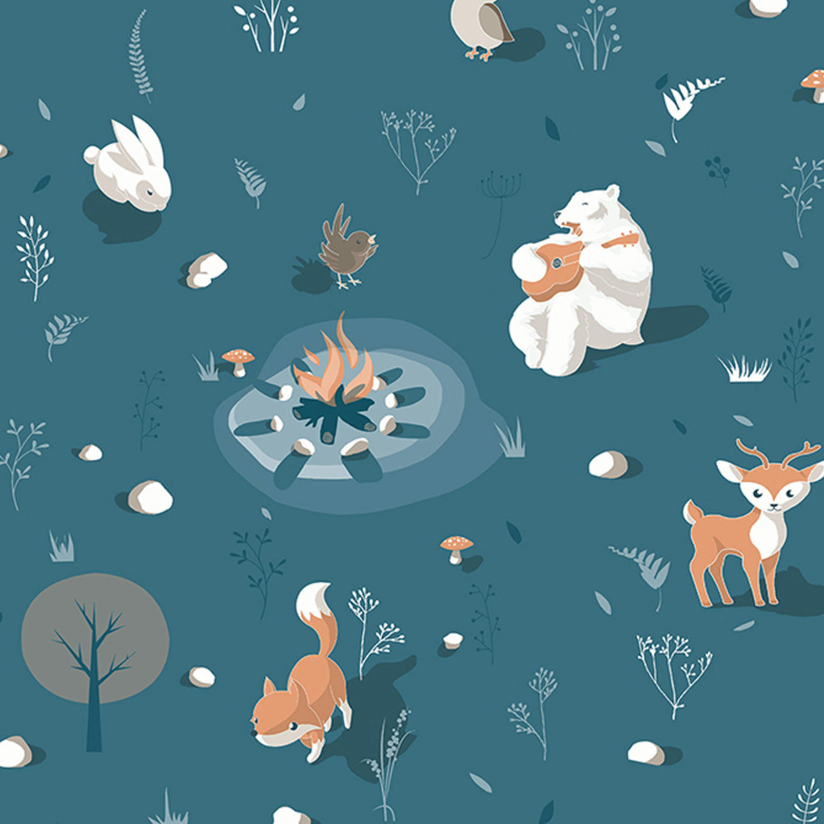 - Papier peint enfant Les amis de la forêt 0,53x10 mètrescm