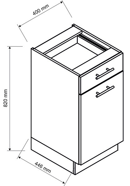 Meuble bas de cuisine avec 1 porte et 1 tiroir coloris blanc - longueur 40 x profondeur 44,60 x hauteur 82 cm