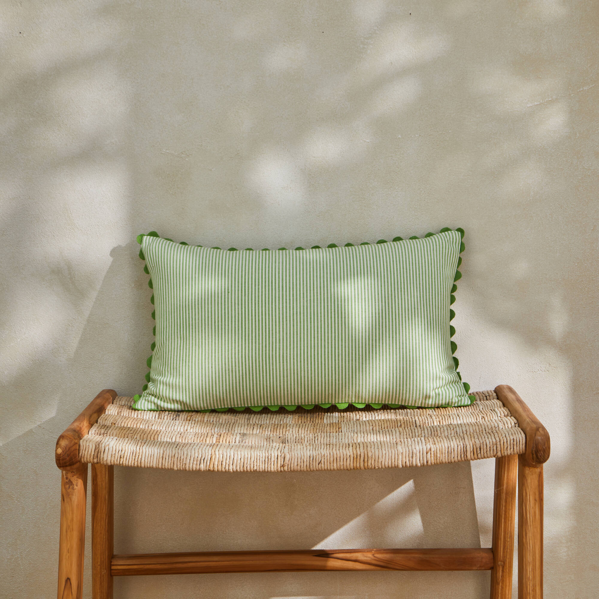Coussin rectangulaire rayé coton