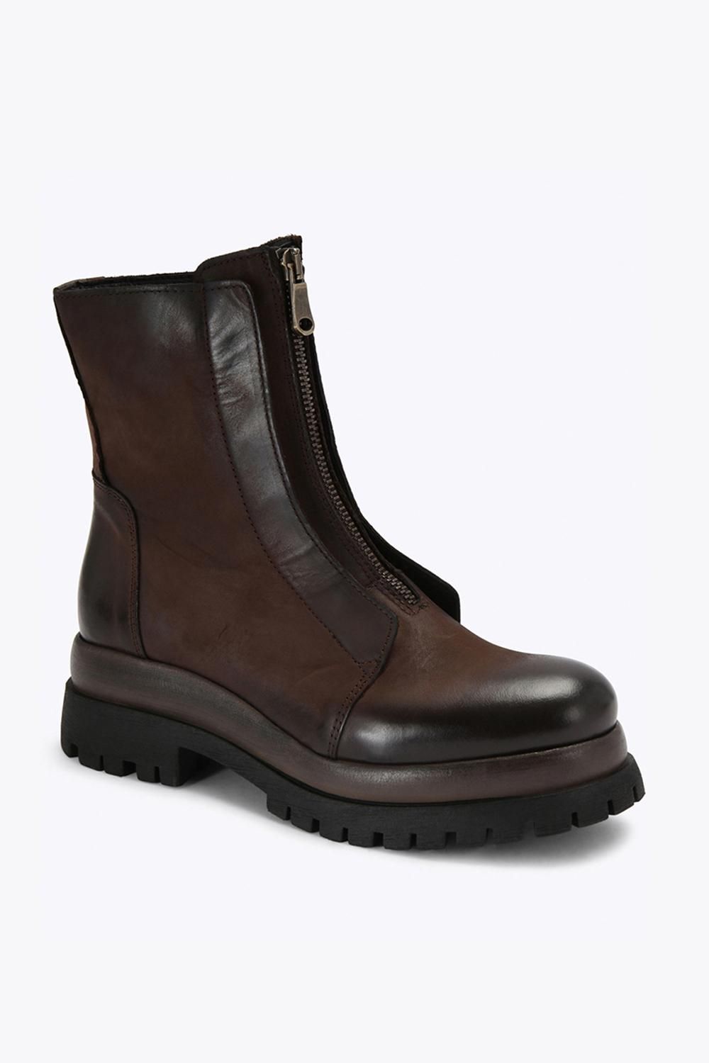 STEVE MADDEN Milton Dark Brown Leather' Leather Boots