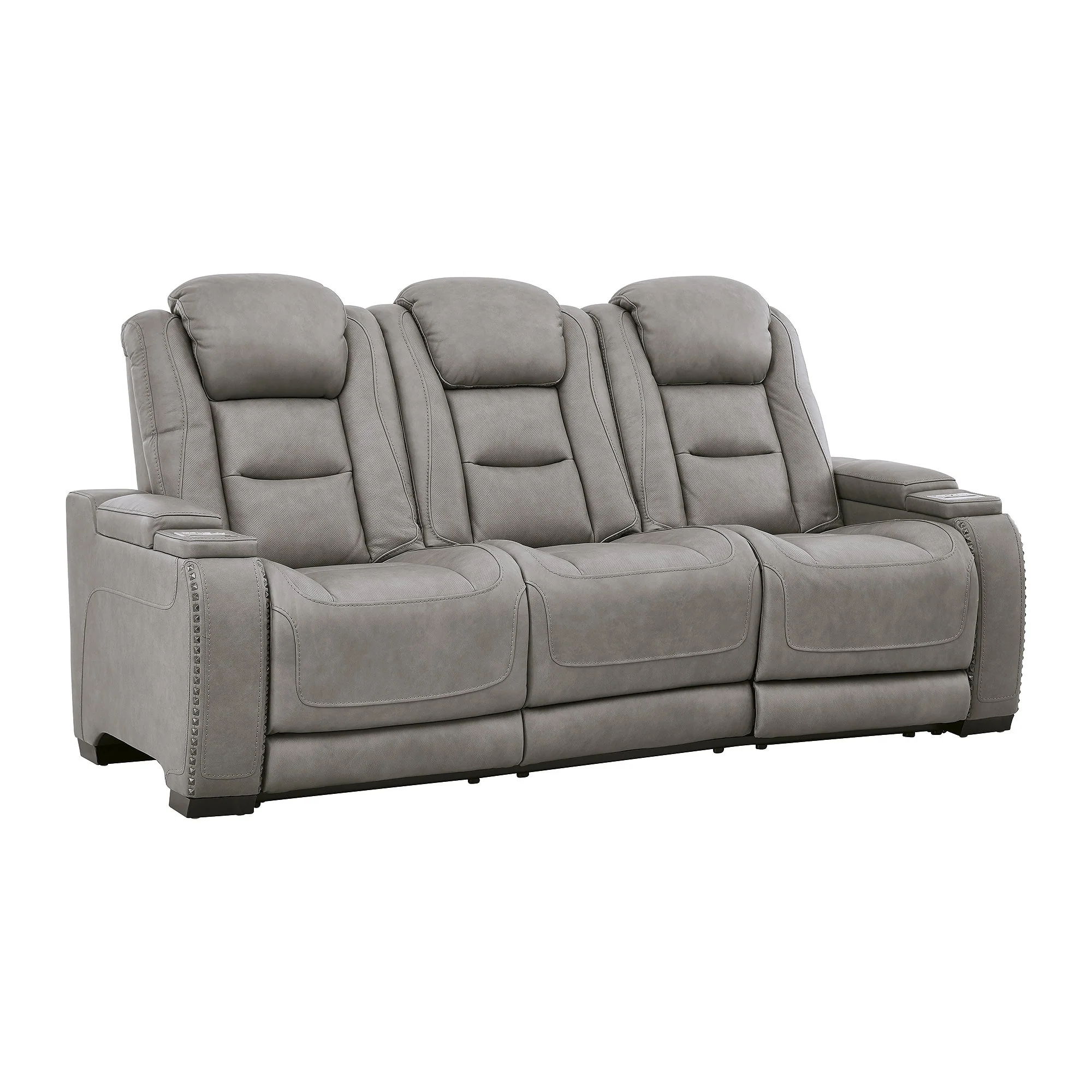 Signature Design by Ashley Man-Den Leather Power Adjustable Dual Reclining Sofa - 85 W x 40 D x 43 H