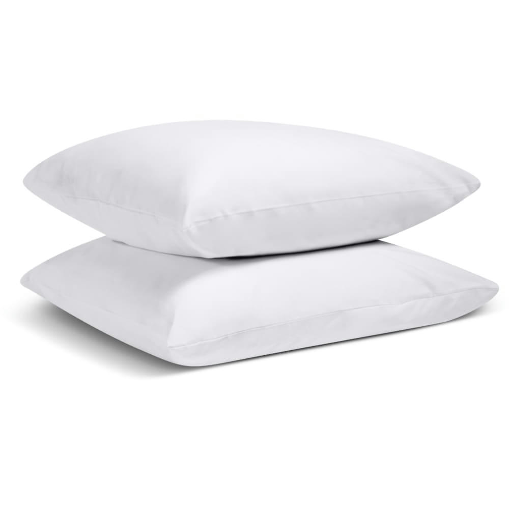 - Lot de 2 taies d'oreiller unies en percale de coton blanc 50x75cm