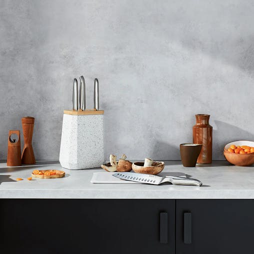 Furi Pro Stone 5pc Knife Block Set Sepia Terrazzo 5 Piece