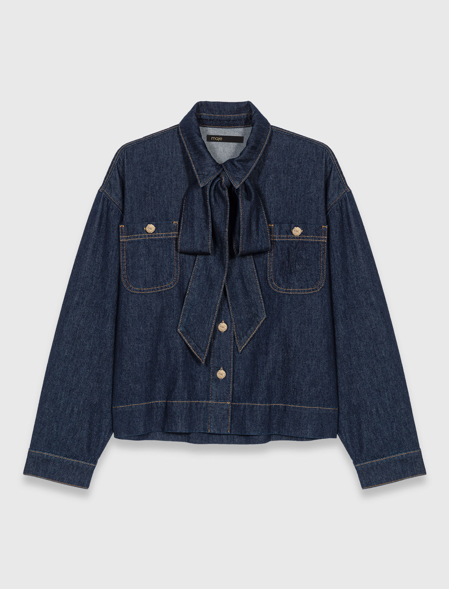 Chemise en denim avec Lavallière