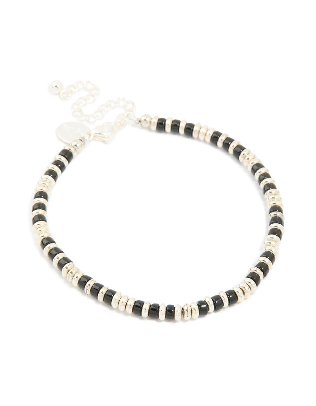 Mens Waterproof Stainless Steel Small Semi Precious Bead Bracelet