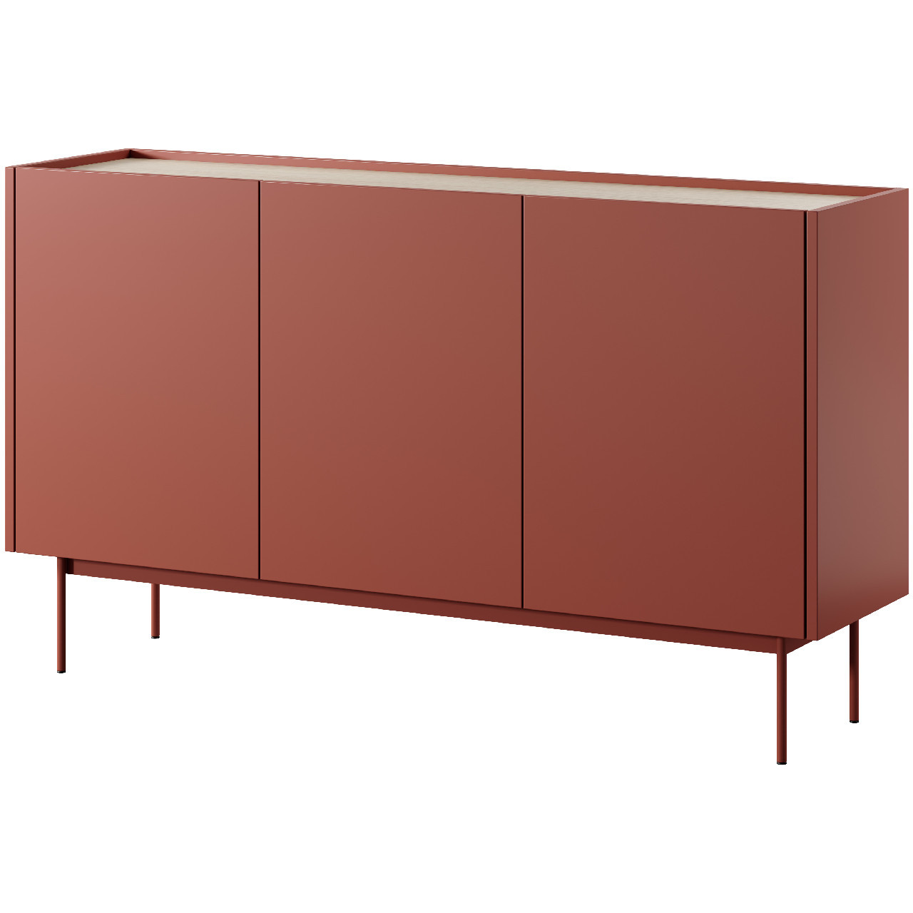 Komoda ANVIL 02 ceramic red / dąb linea